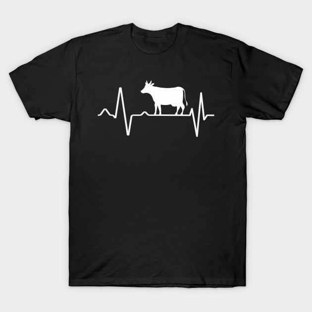 Cow Pulse Heartbeat Cattle T-Shirt by Foxxy Merch